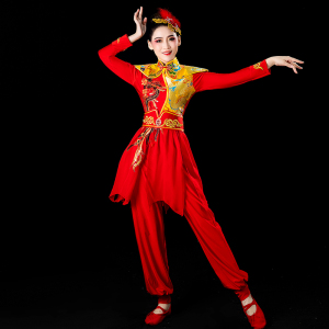 打鼓服演出服女腰鼓喜庆中国风舞蹈服现代锣鼓水鼓舞秧歌表演服装