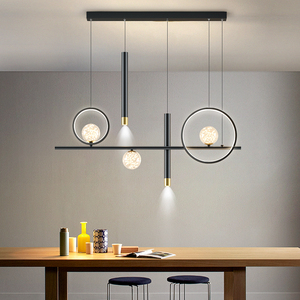 餐厅灯简约现代一字长条吊灯吧台餐桌创意灯饰带射灯饭厅北欧灯具