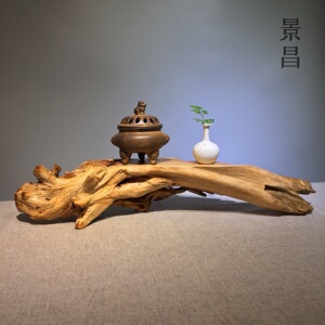 崖柏摆件枯木根雕底座天然风化随形根艺工艺品茶台黄柏新中式禅意