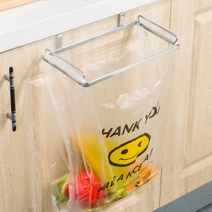 橱柜门塑料袋垃圾袋架厨房不锈钢悬挂简易支架挂架挂式垃圾桶架