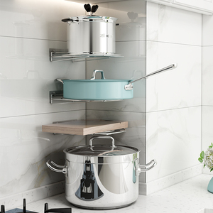 物家旗舰店天猫厨房挂锅架免打孔壁挂厨房墙上多层省空间放平底锅