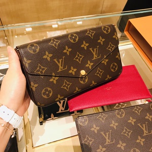 lv/路易威登felicie woc三合一链条单肩包老花棋盘信封女包
