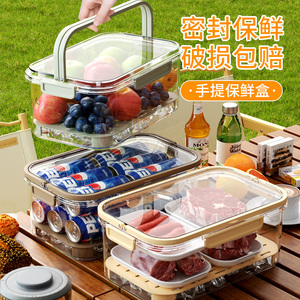 手提保鲜盒户外露营野餐便携移动小冰箱食品级外出装水果便当盒子