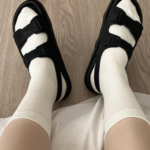 适合穿凉鞋的袜子女夏款白色夏季薄款纯棉防磨脚ins时尚中长中筒
