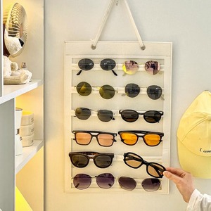 墨镜收纳盒壁挂式太阳镜展示发饰挂袋近视眼镜盒子多格家用眼镜袋