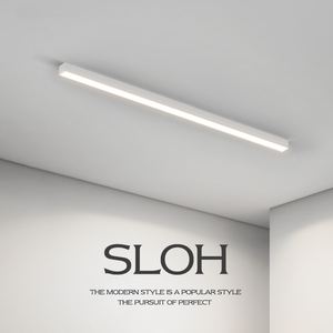 客厅无主灯照明设计极简led长条线性灯明装条形灯一字天花吸顶灯