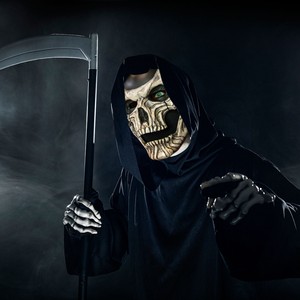 万圣节恐怖面具全脸骷髅可动面罩鬼屋密室道具cos魔鬼死神头套男