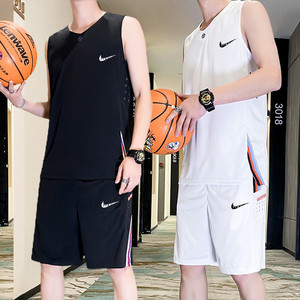 品牌篮球服套装男士夏季青少年无袖背心初中学生中考速干运动服男