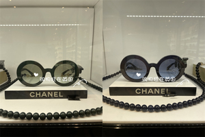 Chanel香奈儿欧洲代购24新款女士圆形串珠链条细腿太阳眼镜墨镜