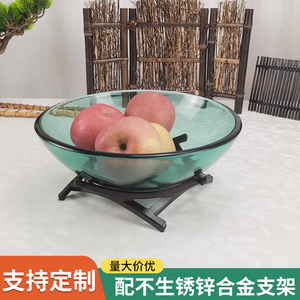 玻璃自助餐厅餐具器皿水果盘自助餐展示盘沙拉盘水果商用带架子