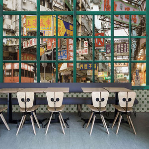 港式风格壁纸香港80年代复古装修冰室奶茶餐厅甜品店墙面装饰墙纸