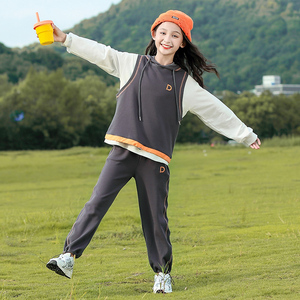 三四五六七八九十一岁女孩春天穿的长袖衣服休闲套装二年级小学生