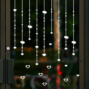 珠帘吊坠窗帘爱心卧室窗户店铺装饰橱窗玻璃创意墙贴纸花边贴窗花