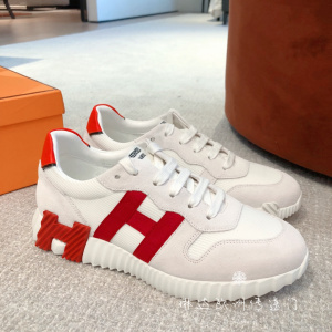 hermes爱马仕休闲男士低帮运动鞋 h字母拼色男鞋系带圆头跑步鞋