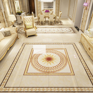 拼花地砖客厅欧式入户玄关 800x800仿水刀拼图瓷砖地拼花瓷砖