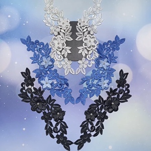 包邮蓝色立体对花领花蕾丝刺绣舞蹈拉丁舞头饰发饰补丁贴/diy辅料