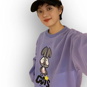 npc潮牌cc系列孙俪同款卡通兔子&狗狗圆领卫衣