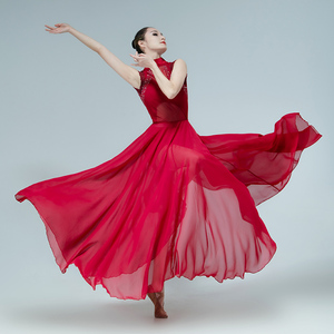 千禧韵旗舰店天猫开场舞大摆裙演出服女现代舞蹈服装当代渐变色歌