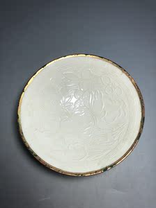 古玩瓷器 唐宋元明清老窑瓷官窑定瓷宋代定窑白釉印花包口斗笠碗