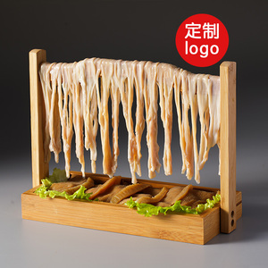竹火锅菜盘创意个性鹅肠盘子特色餐具鸭肠架提盒木毛肚盘酒店意境