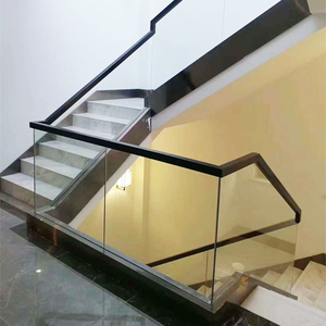 楼梯扶手 护栏走廊地面钢化玻璃 预埋钢槽不锈钢无框栏杆阳台室外
