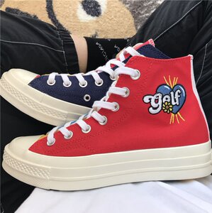 匡威涂鸦golf le fleur小花红蓝鸳鸯高帮男鞋女鞋帆布鞋169910c