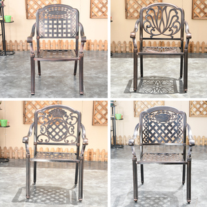 户外椅子阳台铸铝桌椅铁艺转椅欧式靠背椅金属凳子庭院座椅花园椅