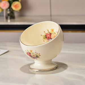 欧式陶瓷桌面垃圾桶奢华家用桌上杂物收纳筒客厅茶几装饰收纳桶