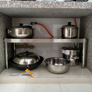 定制不锈钢厨房台面置物架单一层微波炉橱柜隔层烤箱架隔断分层架