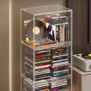 CD收纳盒透明防尘光盘碟片架漫画光碟柜黑胶唱片保护盒专辑展示架