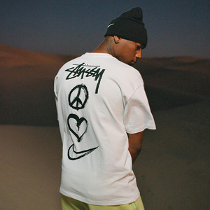 clot eu ow stussy nike斯图西联名耐克短袖男休闲宽松t恤ins潮牌