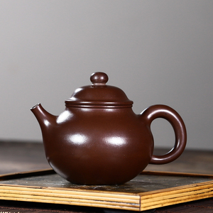 台湾回流紫砂老壶宜兴一厂早期名家吕尧臣纯手工原矿老紫泥容天壶