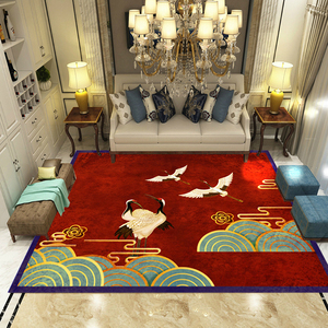 新中式地毯客厅国风卧室床边毯茶桌地垫仙鹤奢华回纹宫廷古典祥云