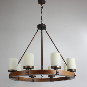 美式乡村复古烛台吊灯客厅餐厅简约创意北欧铁艺木头个性工业吊灯