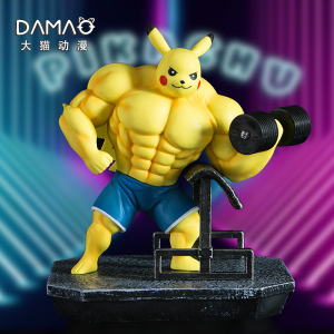 宠物小精灵健身肌肉猛男皮卡丘手办小火龙龟创意恶搞潮玩摆件男生