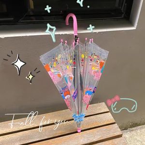 儿童卡通小猪佩奇雨伞女生可爱透明长柄伞粉色独角兽自动加厚伞