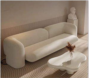 意式极简双人三人位小户型客厅沙发羊羔毛布艺设计师创意休闲沙发