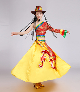藏族服装女贵族藏袍西藏游牧旅游少数民族风写真藏式舞蹈演出服饰