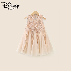 Disney迪士尼女童夏季裙子2024新款中大童连衣裙小女孩儿童公主裙