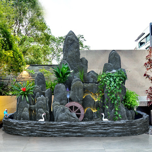 大型假山流水庭院养鱼池喷泉风水轮装饰户外水景落地山水摆件招财