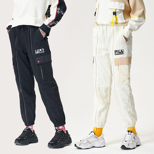 白山联名 fila 斐乐女子长裤 宽松舒适梭织收口运动裤t11w147801f