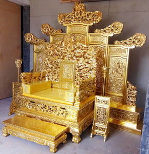 中式实木龙椅帝王椅仿古雕龙宝座皇帝椅明清古典描金禅座龙椅定制