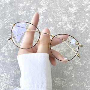 金丝圆框眼镜男大框