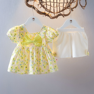 女童夏装套装新款婴儿童装韩版女宝宝衣服夏季小公主碎花裙两件套