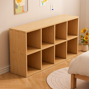 实木书架置物架落地靠墙家用书柜客厅幼儿园自由组合格子柜储物柜