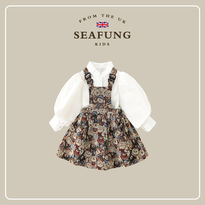 英国Seafung童装~女童连衣裙套装洋气时尚宝宝裙子长袖儿童公主裙