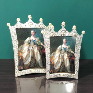 欧式金属婚纱照珍珠皇冠6寸7寸创意简约轻奢北欧相框摆台洗照片
