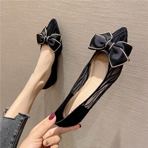 靓卓雅网红网纱瓢鞋女夏季新款女鞋时尚尖头镂空仙女单鞋女平底潮