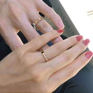 chaumet/尚美巴黎liens系列 一生缘戒指18k玫瑰金镶钻情侣对戒女