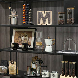 样板间厨房柜咖啡主题饰品组合售楼处水吧台咖啡壶装饰软装摆件